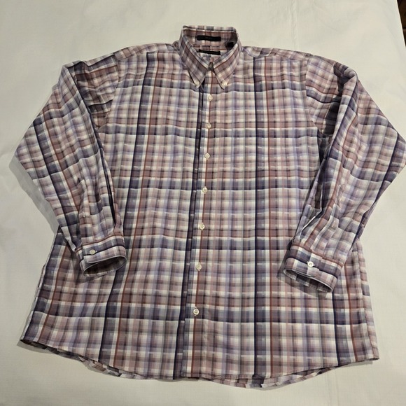Allen Edmonds Other - Allen Edmonds Lilac White Plaid Button Down 100% Cotton Men's Shirt Size XXL 2XL